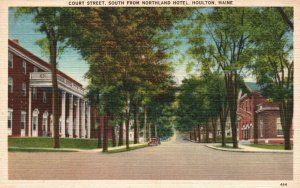 Houlton ME-Maine, 1946 Court Street South From Northland Hotel, Vintage Postcard