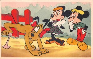 DISNEYLAND MICKEY & MINI MOUSE DOG PLUTO CHEWING GUM AD BELGIUM POSTCARD 1940s