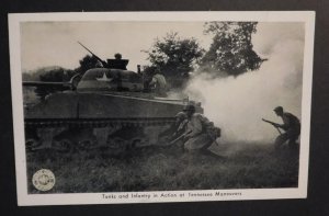 Mint Postcard USA Tennessee Maneuvers Tanks and Infantry in Action RPPC US Army