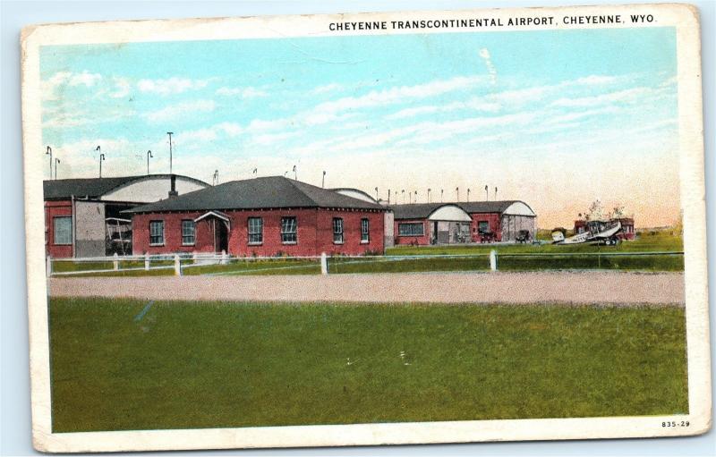 Cheyenne Transcontinental Airport Cheyenne Wyoming 1930s Vintage Postcard B56