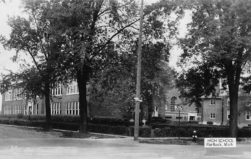 Flat Rock MI High School Divison Street RPPC Real Photo Postcard