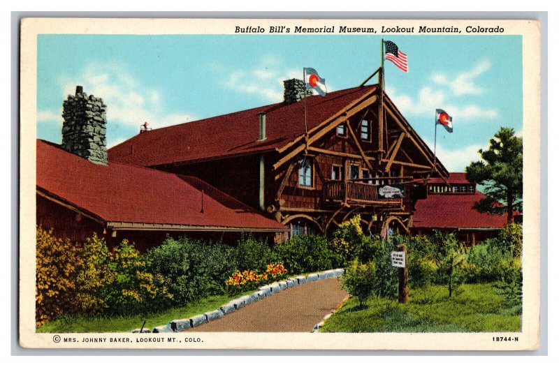 c1953 Postcard CO Buffalo Bill's Memorial Museum Lookout Mountain Colorado 