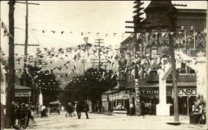 Hensel ND??? Street Scene Clothing Store Decorated HENSEL CLOTHING RPPC