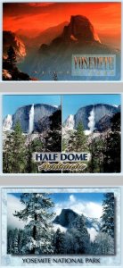 3 Postcards YOSEMITE NATIONAL PARK ~ HALF DOME Sunset, Avalanche Winter 4x6 