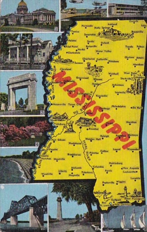 Map Of Mississippi 1954