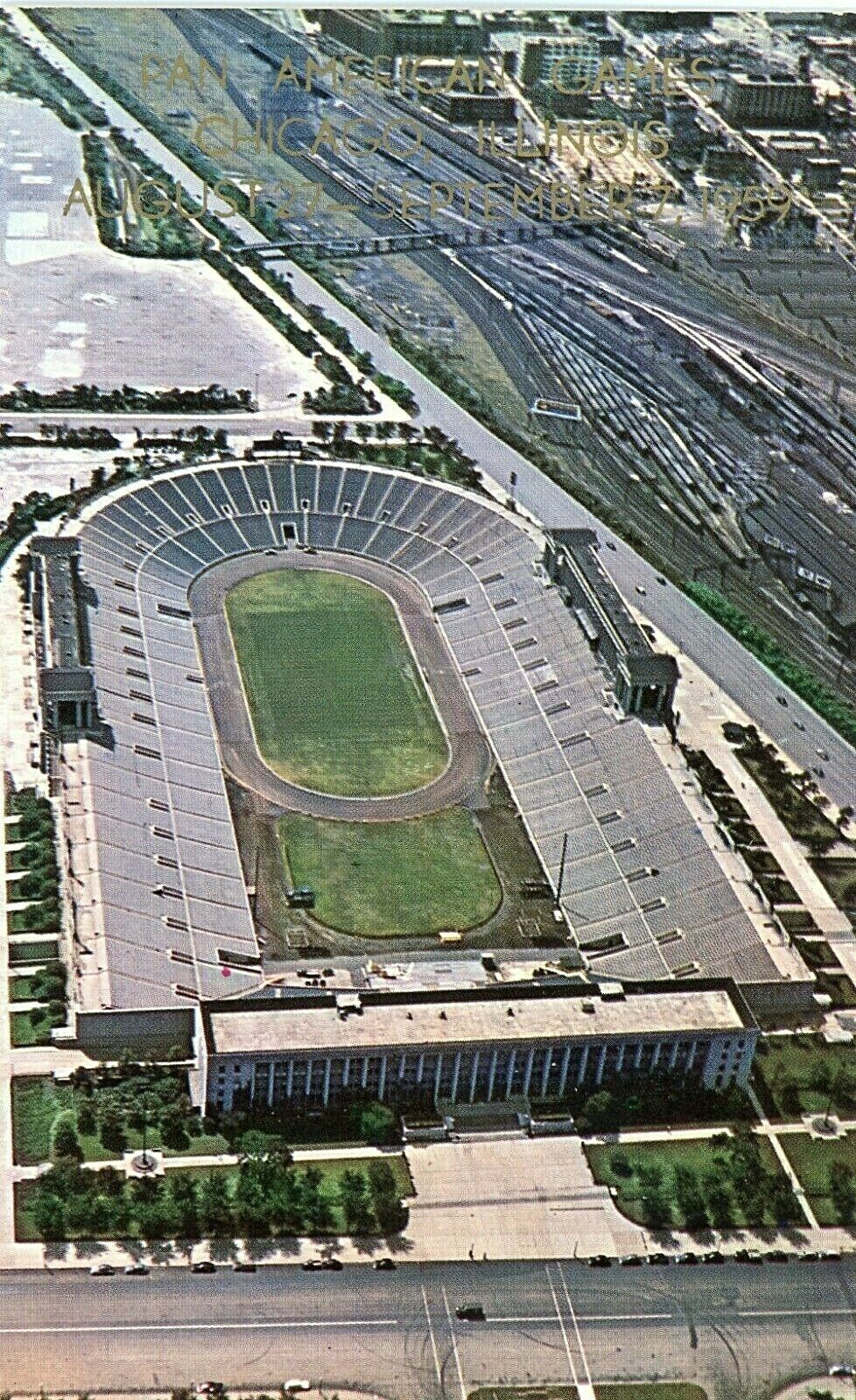 Postcard Soldier Field, 1959 Pan Am Games and Home of the Bears