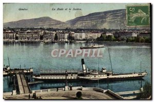 Old Postcard Geneve La Rade Saleve And The Boat