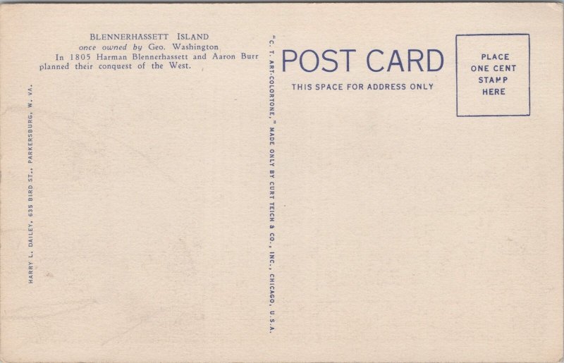 State View~Parkersburg West Virginia~Blennerhassett Island & Ohio River~Linen Pc 