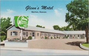 Postcard Glenn's Motel Norton Kansas KS