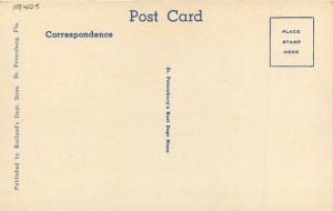 Green Benches 1940s St Petersburg Florida Rutlands linen postcard 5830