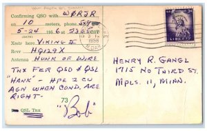 1956 Ham Radio QSL Indian WOLVG Devil Lake Minnesota MN Posted Vintage Postcard