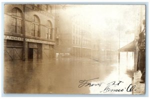 1913 Front Street Flood Tobacco Warehouse Co. View Lima OH RPPC Photo Postcard