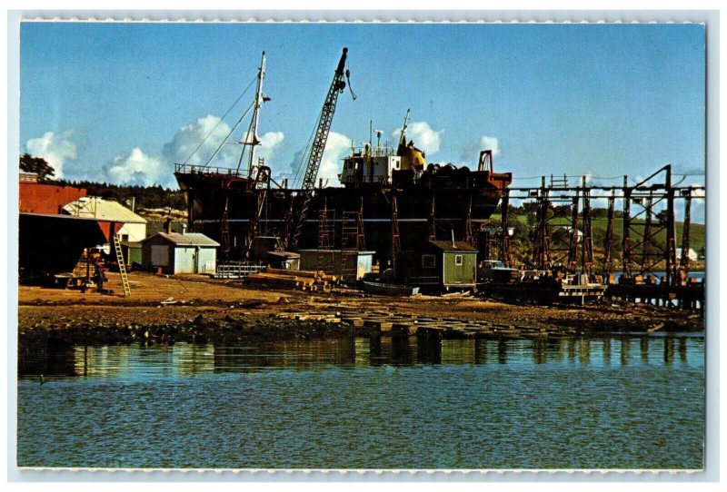 c1950's Ship Building at Pictou Nova Scotia Canada Unposted Vintage Postcard