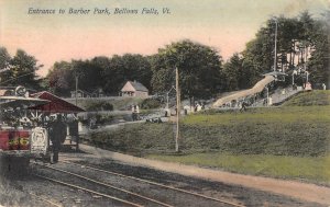 BELLOWS FALLS, VT Barber Park Entrance Vermont Hand-Colored Fuller Postcard 1908