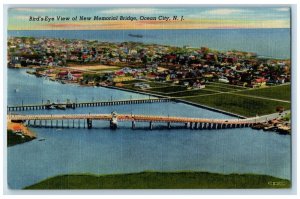 1957 Bird's-Eye View New Memorial Bridge River Ocean City New Jersey NJ Postcard 