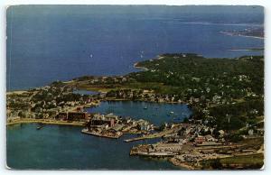 Postcard MA Cape Cod Harbor at Woods Hole Airview 1950's D17