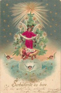 Holidays & celebrations 1900s greetings Christmas angel Baby Jesus Romania