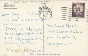 Postcard Texas El Paso Union Station Railroad 1960 Roberts 23-4374