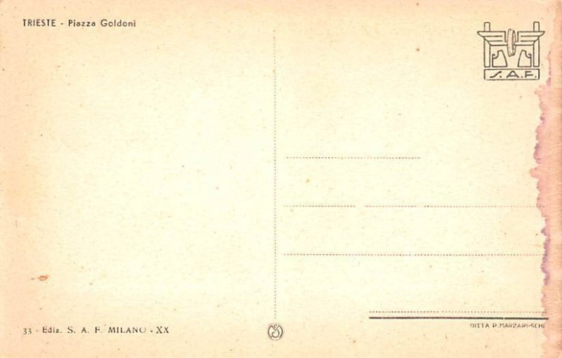 Piazza Goldoni Trieste Italy Unused 