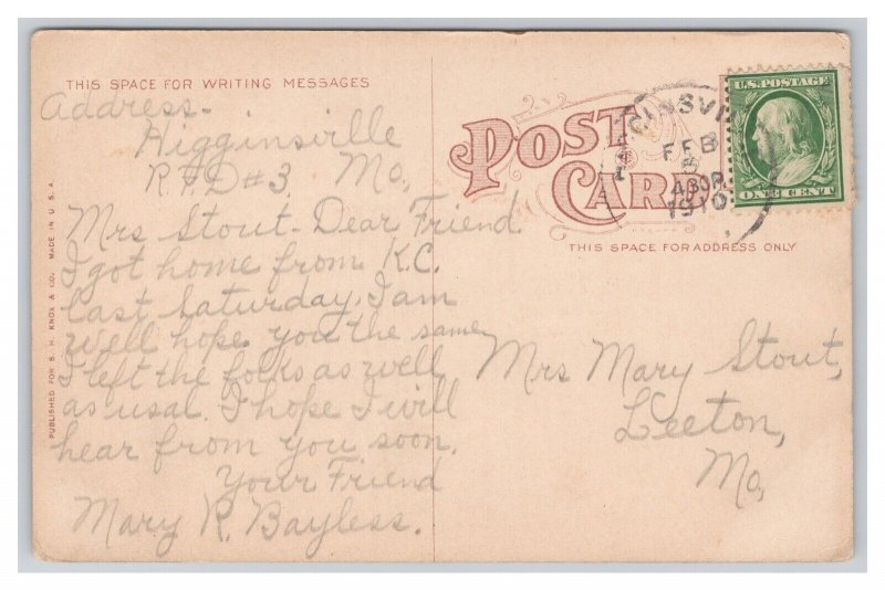 Postcard First Baptist Church At Linwood & Park Kansas City Mo. Missouri c1910