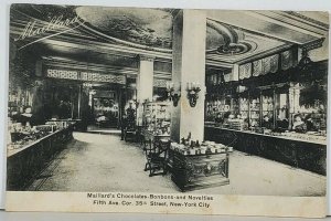 NY Mailard's Chocolates Bonbons and Novelties Interior 5th Ave 35th Postcard K4