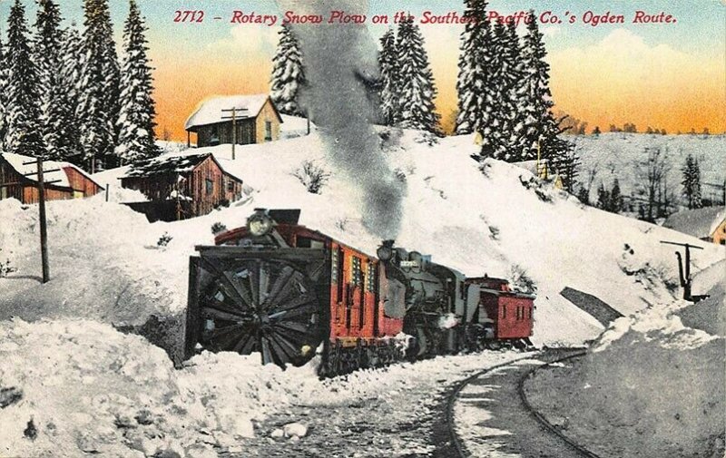 Ogden UT Route Rotary Snow Plow Southern Pacific Railroad Postcard