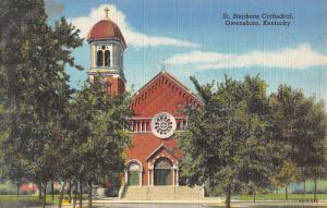 Owensboro Kentucky St Stephens Cathedral Linen Antique Postcard K101679