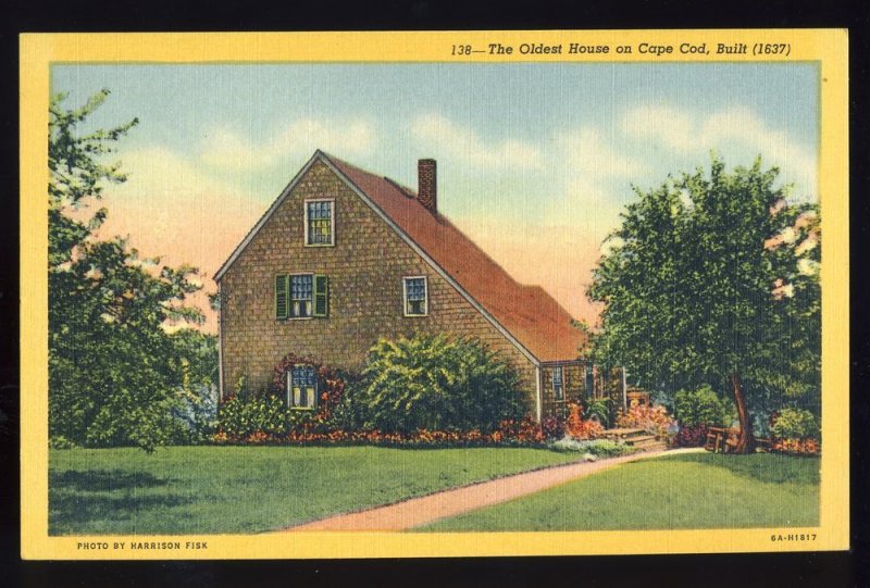 Sandwich, Massachusetts/MA Postcard, View Of Old Hoxie House, Cape Cod