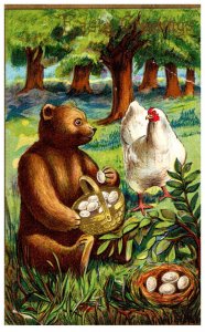 Bear  eating the  Chicken's eggs