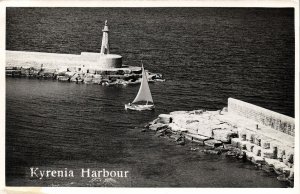 cyprus, KYRENIA, Harbour, Lighthouse (1950s) RPPC Postcard