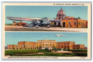 Kansas City Missouri MO Postcard Municipal Airport Administration Building c1940