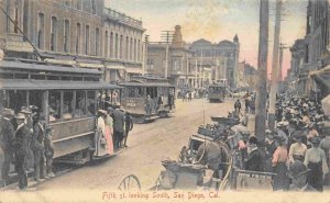 Fifth Street Streetcars San Diego California 1905c postcard