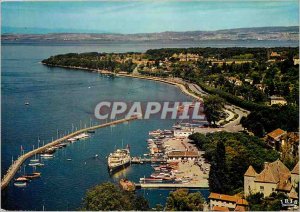 Modern Postcard Thonon les Bains Harbor Pointe Shores and Chateau de Ripaille...