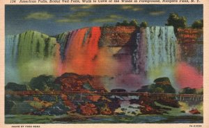 Vintage Postcard American Falls Bridal Veil Cave Of Winds Niagara Falls New York