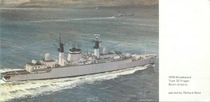 Postcard Transportation HMS Broadsword Type 22 Frigate