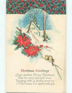 Divided-Back CHRISTMAS BIRDS SCENE Pretty Postcard W8558