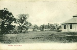 straits settlements, Malay Malaysia, Country Scene with Houses (1910s) Postcard