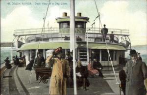 Hudson River NY On Board Steamer Ship Deck View TUCK c1910 Postcard