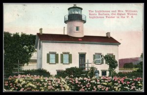 Santa Barbara california Lighthouse  & Mrs Williams Vintage  Postcard