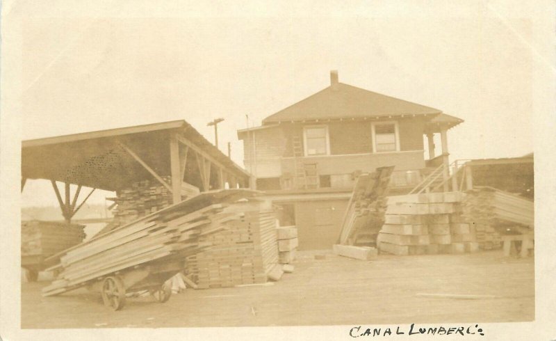 Postcard RPPC Canal Lumber Logging Yard 23-2286