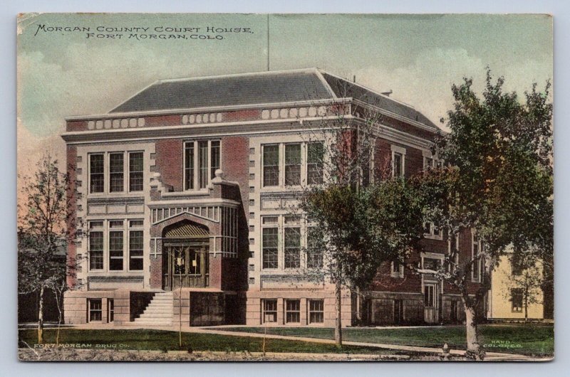 J89/ Fort Morgan Colorado Postcard c1910 Morgan County Court House 95