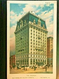 Vintage Postcard 1915 The Emerson Baltimore & Calvert Strs Baltimore Maryland