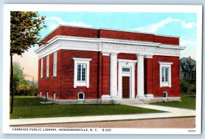 Hendersonville North Carolina NC Postcard Carnegie Public Library Exterior c1940