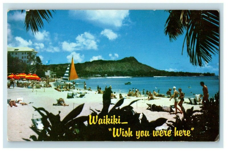 Vintage Post Card Waikiki Beach Territorial Hawaii F94