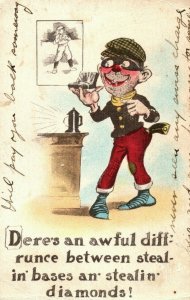 Circa 1905-10 Diamond Thief Masked Armed Burglar T.P. & Co. NY Postcard P1