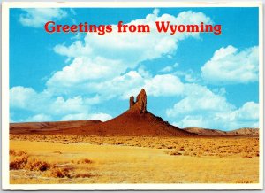 VINTAGE CONTINENTAL SIZE POSTCARD BOARS TUSK ROCK FORMATION ROCK SPRINGS WYOMING