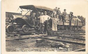 Blaine Westmoreland KS Unusual Auto Freight Train Delivery RPPC Postcard