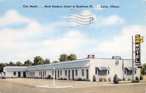 Cairo Illinois City Motel Street View Antique Postcard K42884