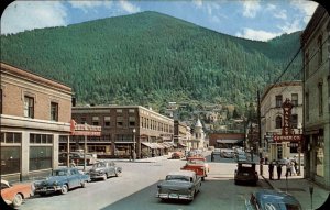 Wallace Idaho ID Classic Cars Pickup Trucks Street Scene Vintage Postcard