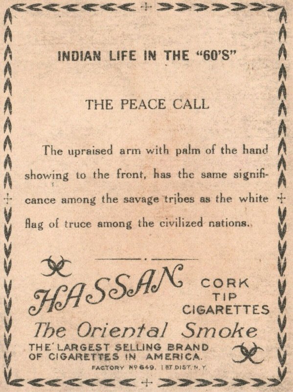 1910's The Peace Call White Horse Hassan The Oriental Smoke Trade Card